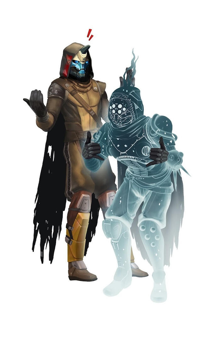 Cayde-6 and Desolate Geared Hunter